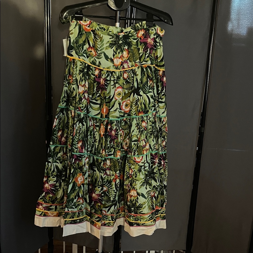 Coldwater Creek Tropical Print A-Line Skirt